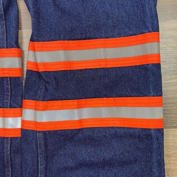 Vintage Calpia Caltrans Jeans Made In USA Zipper Fly Snap Reflective Size 42x34 - Picture 8 of 10